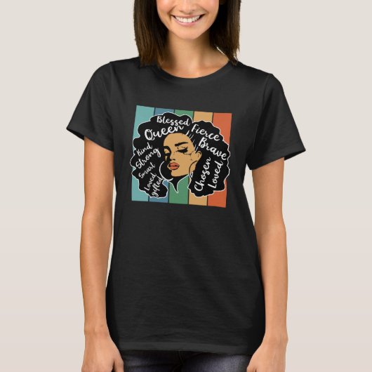 Frau Black Queen Afro Afro American Melanin Na T-Shirt (Vorderseite)