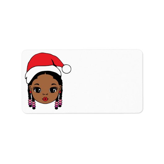 Frau Black Santa Melanin Weihnachtsmann Männer Adressaufkleber (Vorne)