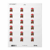 Frau Black Santa Melanin Weihnachtsmann Männer Adressaufkleber (Vorne)