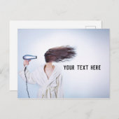Frau blühen trockenes Haar Funny Postcard Postkarte (Vorne/Hinten)