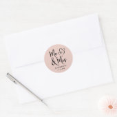 Frau Blush Pink Wedding Runder Aufkleber (Umschlag)