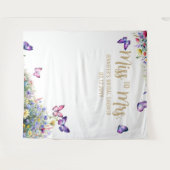 Frau Boho Butterfly Wildblume Bridal Backdrop Wandteppich (Vorderseite (Horizontal))