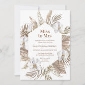 Frau Boho Floral Brautparty Pink Pampas Einladung (Vorderseite)