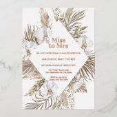 Frau Boho Floral Brautparty Rose Gold F Folieneinladung (Vorderseite)