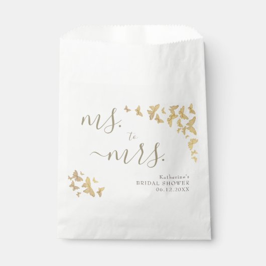 Frau Boho Gold Butterfly Classy Brautparty Geschenktütchen (Vorderseite)