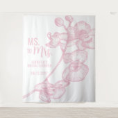 Frau Boho Pink Orchid White Bridal Hintergrund Wandteppich (Vorderseite)