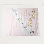 Frau Boho White Orchid Pink Bridal Hintergrund Wandteppich (Vorderseite (Horizontal))