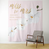 Frau Boho White Orchid Pink Bridal Hintergrund Wandteppich (Beispiel)