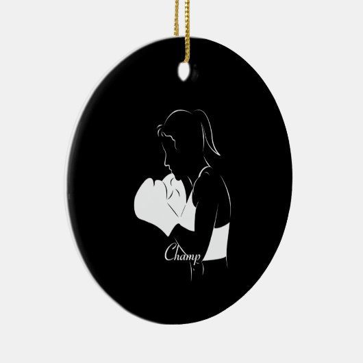 Frau Boxer Champ Keramik Ornament (Rechts)