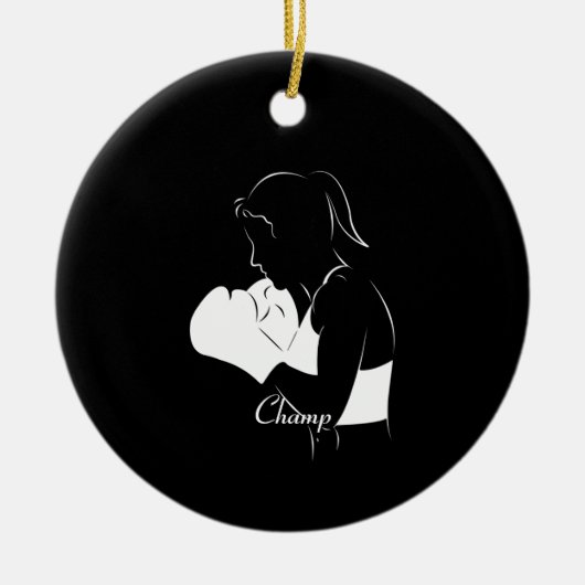 Frau Boxer Champ Keramik Ornament (Vorne)