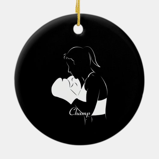 Frau Boxer Champ Keramik Ornament (Hinten)