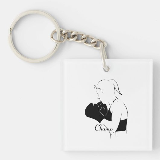 Frau Boxer Champ Schlüsselanhänger (Vorderseite)