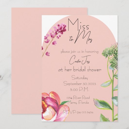 Frau Brautparty Einladung (Vorne/Hinten)