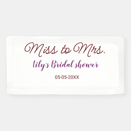 Frau Brautparty: Name Datum Jahr einfügen Banner (Horizontal)