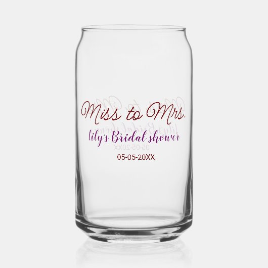 Frau Brautparty: Name Datum Jahr einfügen Dosenglas (Vorderseite)