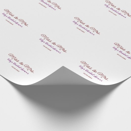 Frau Brautparty: Name Datum Jahr einfügen Geschenkpapier (Ecke)