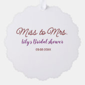 Frau Brautparty: Name Datum Jahr einfügen Ornament Karte (Rückseite)