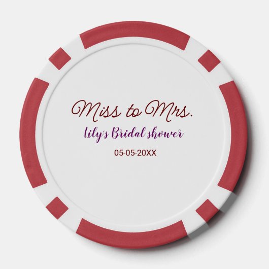 Frau Brautparty: Name Datum Jahr einfügen Pokerchips (Rückseite)