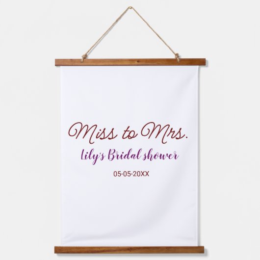 Frau Brautparty: Name Datum Jahr einfügen Wandteppich Mit Holzrahmen (Vorderseite)