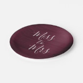 Frau Brautparty Party Burgundy Pappteller (Schrägansicht)