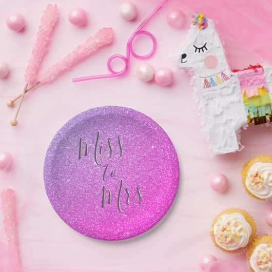 Frau Brautparty Party Lila Glitzer Pappteller (Party)