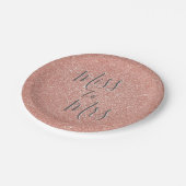 Frau Brautparty Party Rose Gold Glitzer Pappteller (Schrägansicht)