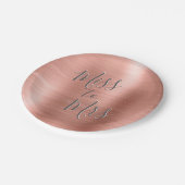 Frau Brautparty Party Rose Gold Pink Pappteller (Schrägansicht)