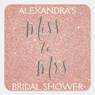 Frau Brautparty Party Rose Gold Sparkle Quadratischer Aufkleber