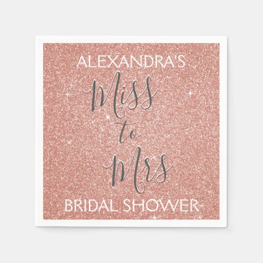 Frau Brautparty Party Rose Gold Sparkle Serviette (Vorderseite)