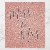 Frau Brautparty Party Rose Gold Sparkle Weinetikett (Einzelnes Label)