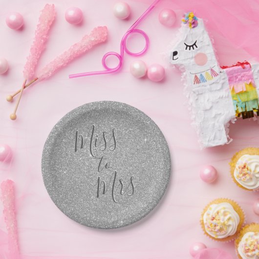 Frau Brautparty Party Silver Glitzer Pappteller (Party)