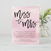 Frau Brautparty, Pink Watercolor Einladung (Stehend Vorderseite)