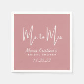 Frau Brautparty Puce Pink Calligraphy Serviette (Vorderseite)