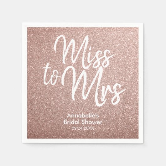 Frau Brautparty Rose Gold Glitzer Glam Serviette (Vorderseite)