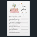 Frau Brautparty Trivia<br><div class="desc">'Reisen von Miss zu Mrs.' Brautparty Trivia mit niedlichen handbemalten Aquarellkoffer und Globus. Personalisieren Sie die Rückseite der Karte mit dem Namen der Braut und der Dusche Datum.</div>