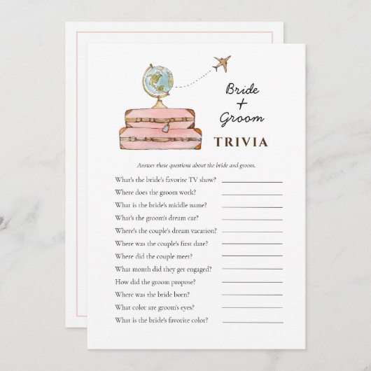 Frau Brautparty Trivia Einladung (Vorne/Hinten)