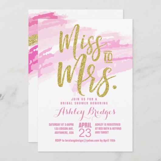 Frau Bridal Duwer Einladung (Vorne/Hinten)