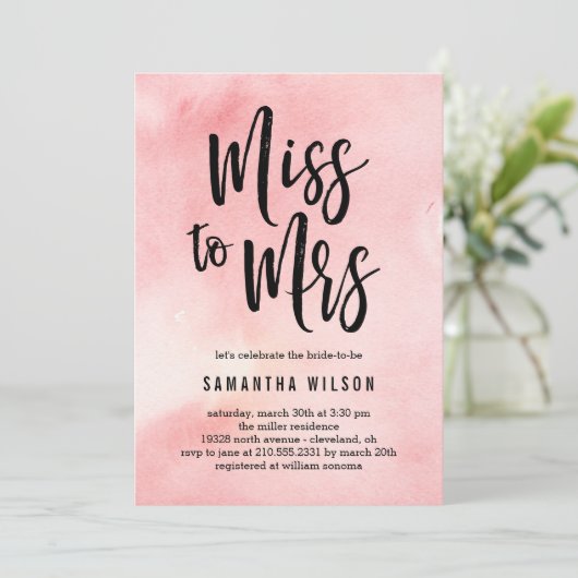 Frau Bridal Duwer Einladung (Stehend Vorderseite)