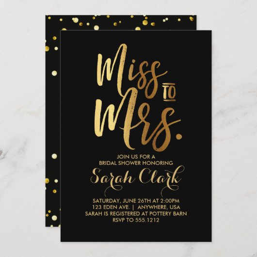 Frau Bridal Duwer Einladung (Vorne/Hinten)