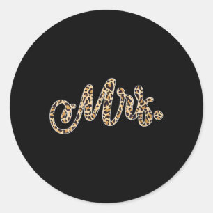 Frau Bride Groom Frau Leopard Print Wedding Match Runder Aufkleber