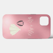 Frau Bride Groom Pink Metallic Wedding Case-Mate iPhone Hülle (Rückseite (Horizontal))