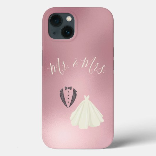 Frau Bride Groom Pink Metallic Wedding Case-Mate iPhone Hülle (Rückseite)