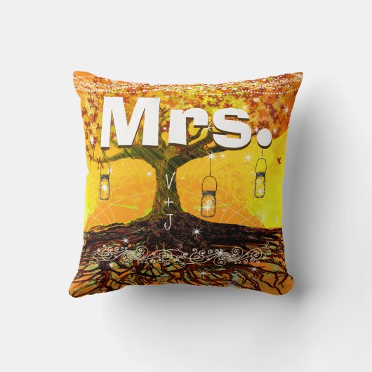 Frau Bride's Mason Jar Herbstfarben Romantischer B Kissen (Rückseite)