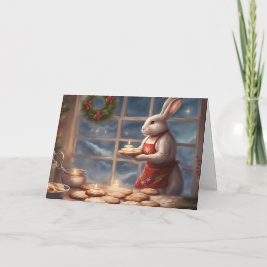 Frau Bunny serviert Weihnachtsgebäck Karte (Vorderseite)