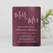 Frau Burgundy Brautparty Einladung (Stehend Vorderseite)