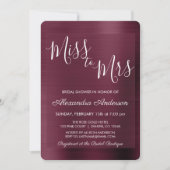 Frau Burgundy Brautparty Einladung (Vorderseite)
