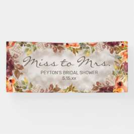 Frau Burgundy Orange Floral Brautparty Banner