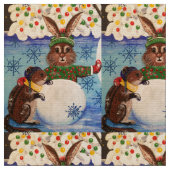 "Frau Butterfield's Snowman" Stoff (Nahaufnahme)