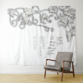 Frau Butterflies Weiße Brautparty Hintergrund Wandteppich (Beispiel (Horizontal))