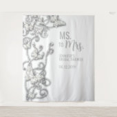 Frau Butterflies Weiße Brautparty Hintergrund Wandteppich (Vorderseite)